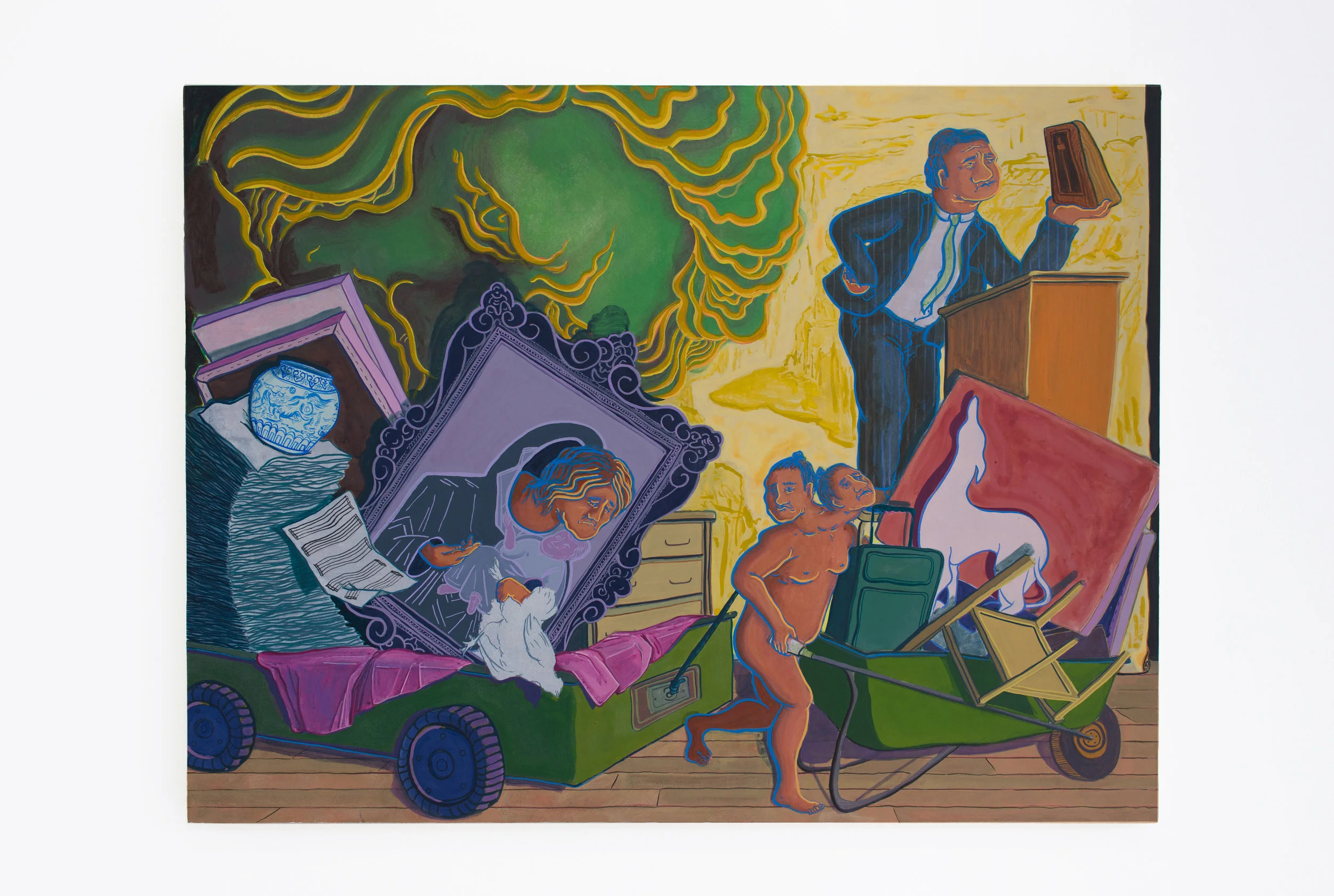 Timothy Lai On to the Next Act, 2017 Watercolor, acrylic gouache on mounted paper 27 x 36 inches