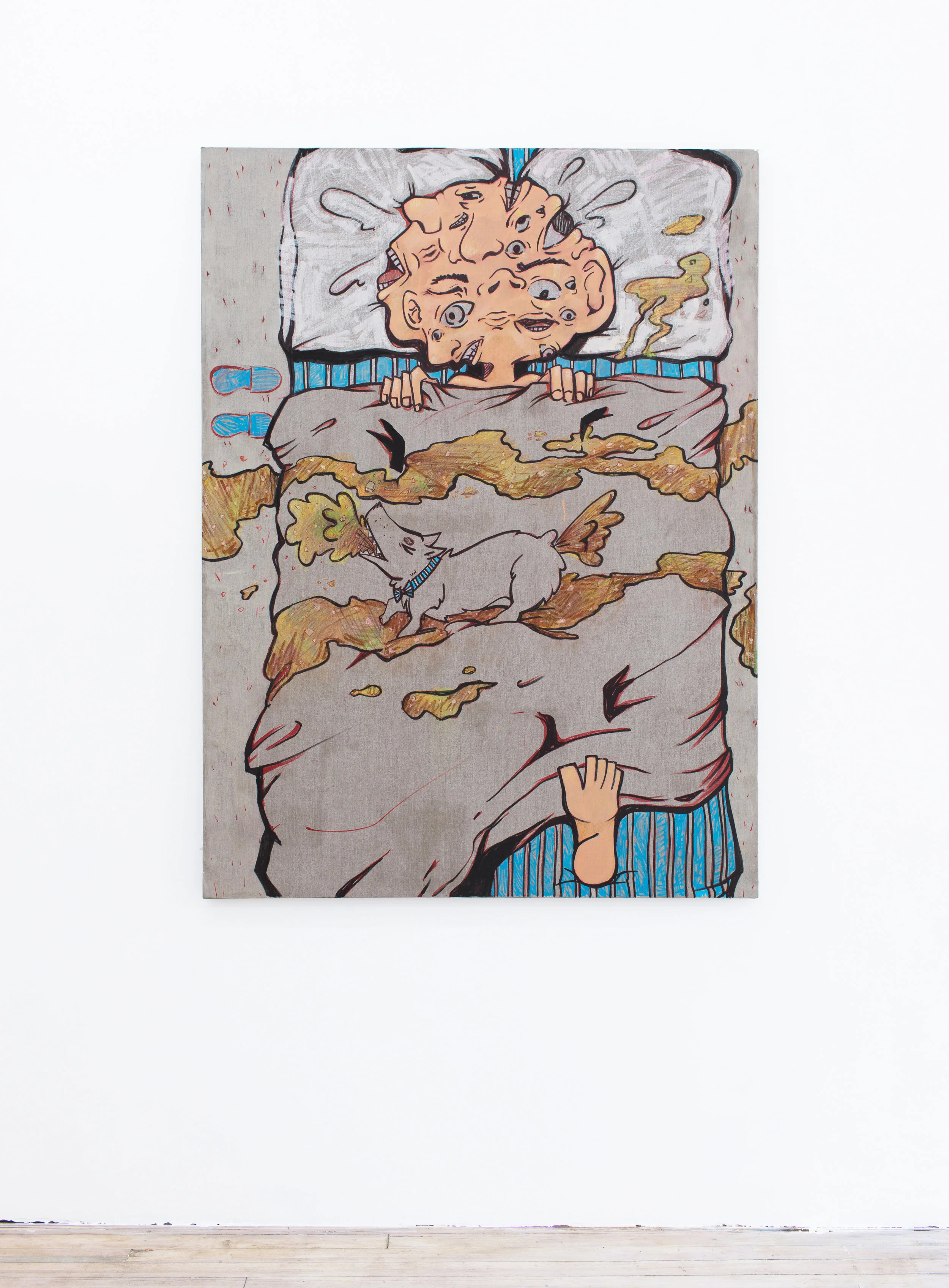 Hanna Kim Bad Morning, 2017 Acrylic, colored pencil, alcohol marker on linen 70 x 52 inches
