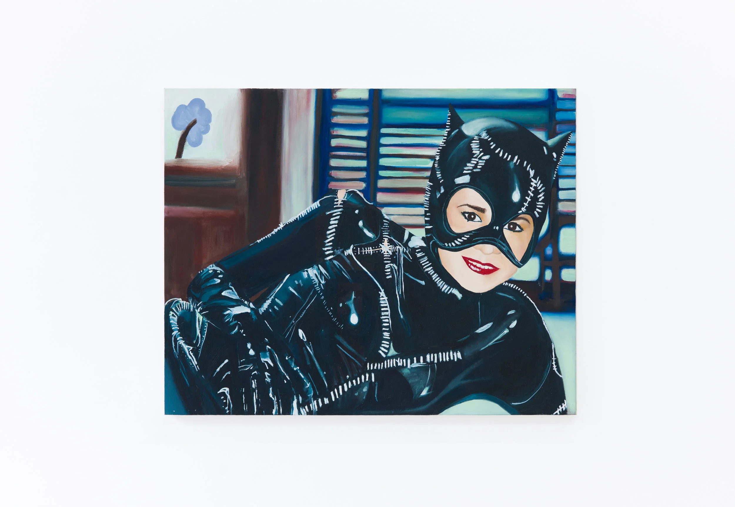 Cristine Brache Painting of a collage my mother made (she cut Michelle Pfeiffer’s face out so she can be Catwoman), 2018 Oil on canvas 24 x 30 inches