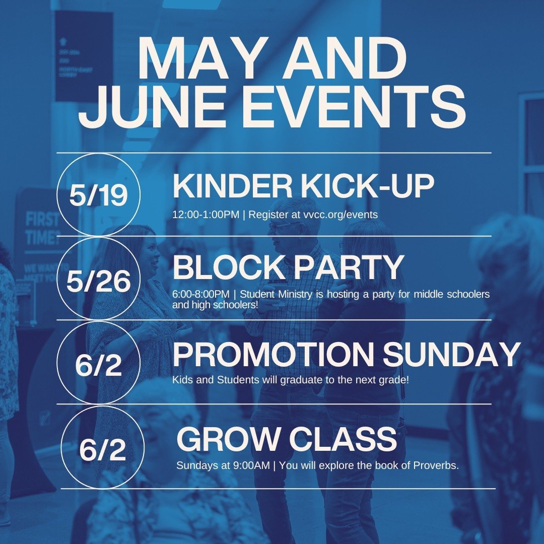 We're excited about all these upcoming events happening at Valley View! Mark your calendars and get ready for a fun summer. 📆☀️⁠
⁠
For more details or to register for any of these events visit vvcc.org/events ⁠
⁠
#valleyviewchristianchurch #dallasev