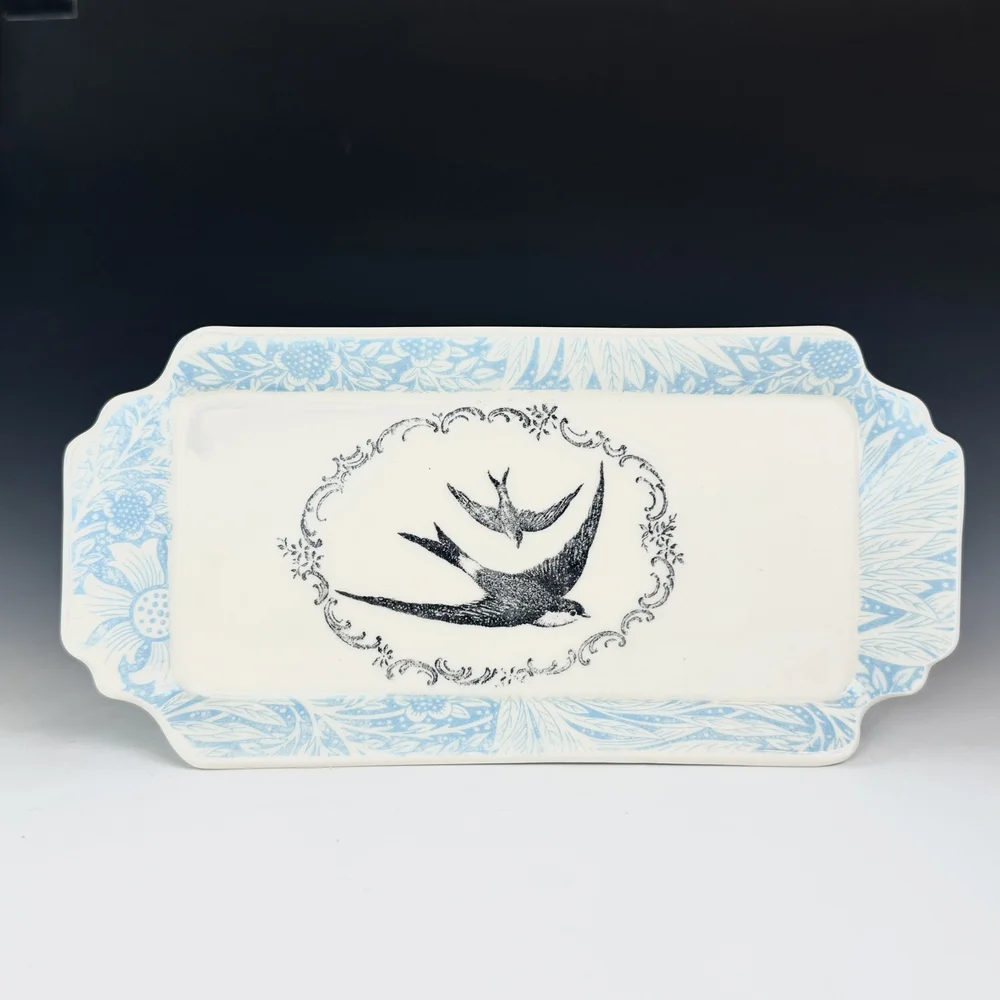 vintage dresser tray (SOLD), Powder Jars & Perfume Bottles (SOLD)  FOUND in ITHACA pkg (4lb) Vintage-Inspired Swallows Dresser Tray 