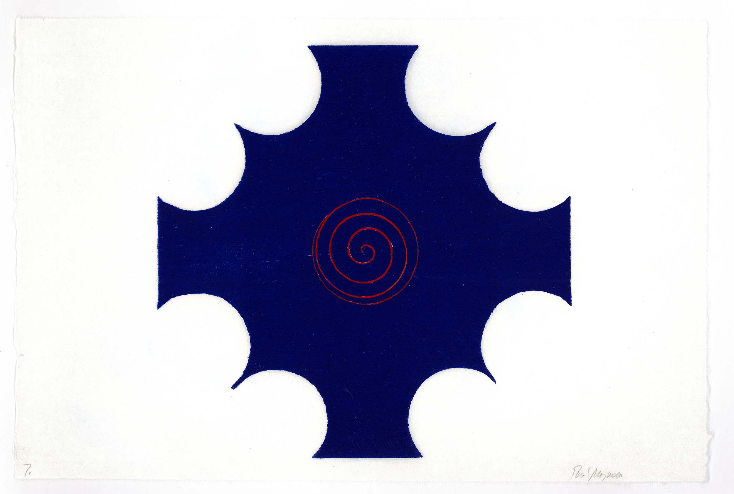  Minus 8 Arcs, Spiral , Blue, &nbsp; 10 x 15 in.,&nbsp; &nbsp;Ink and watercolor 