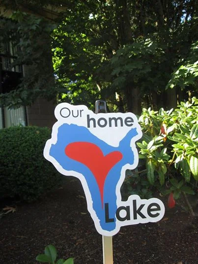 I Love Lake yard sign.