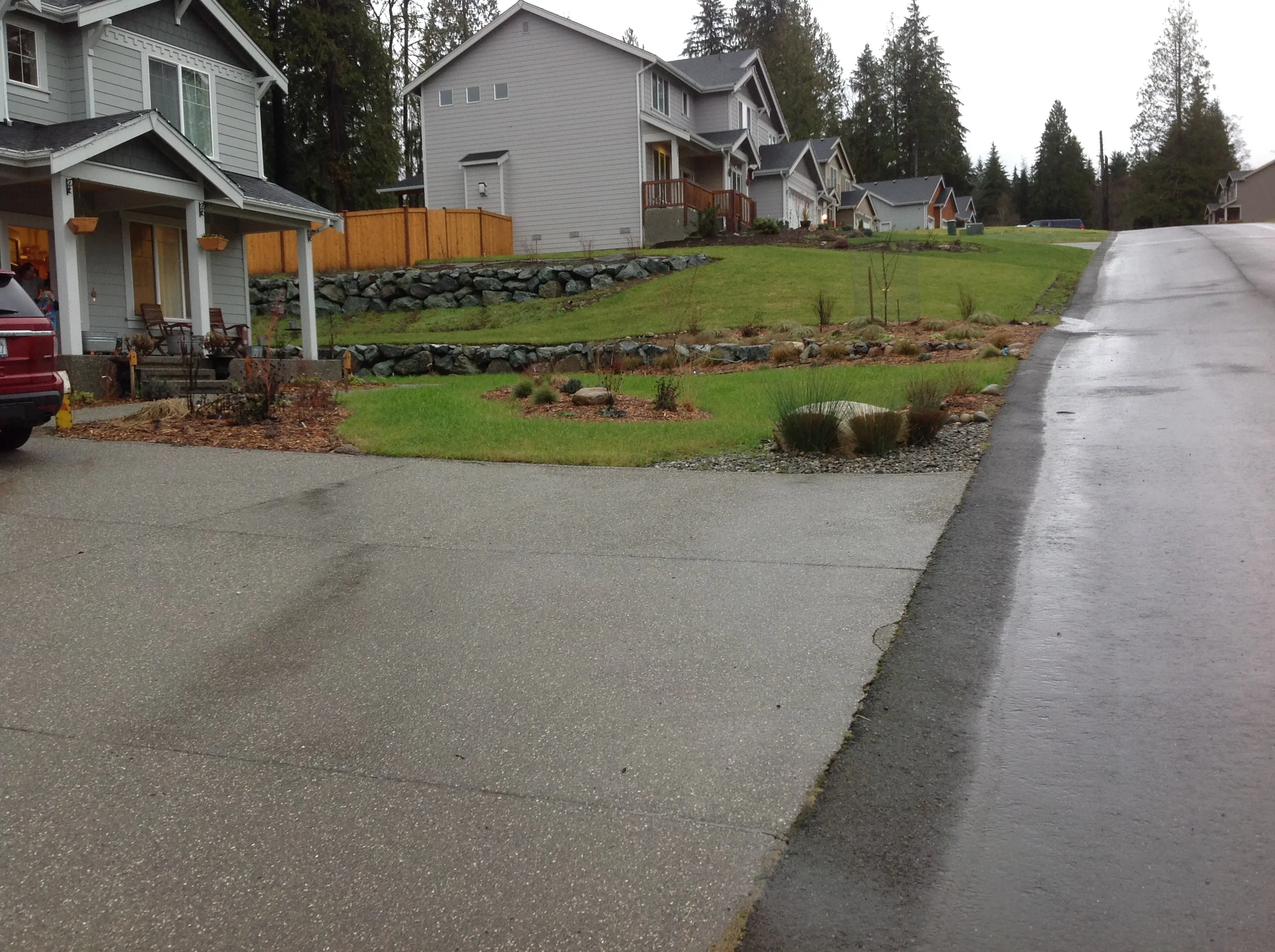 Photo showing progress after installation- no more muddy run-off