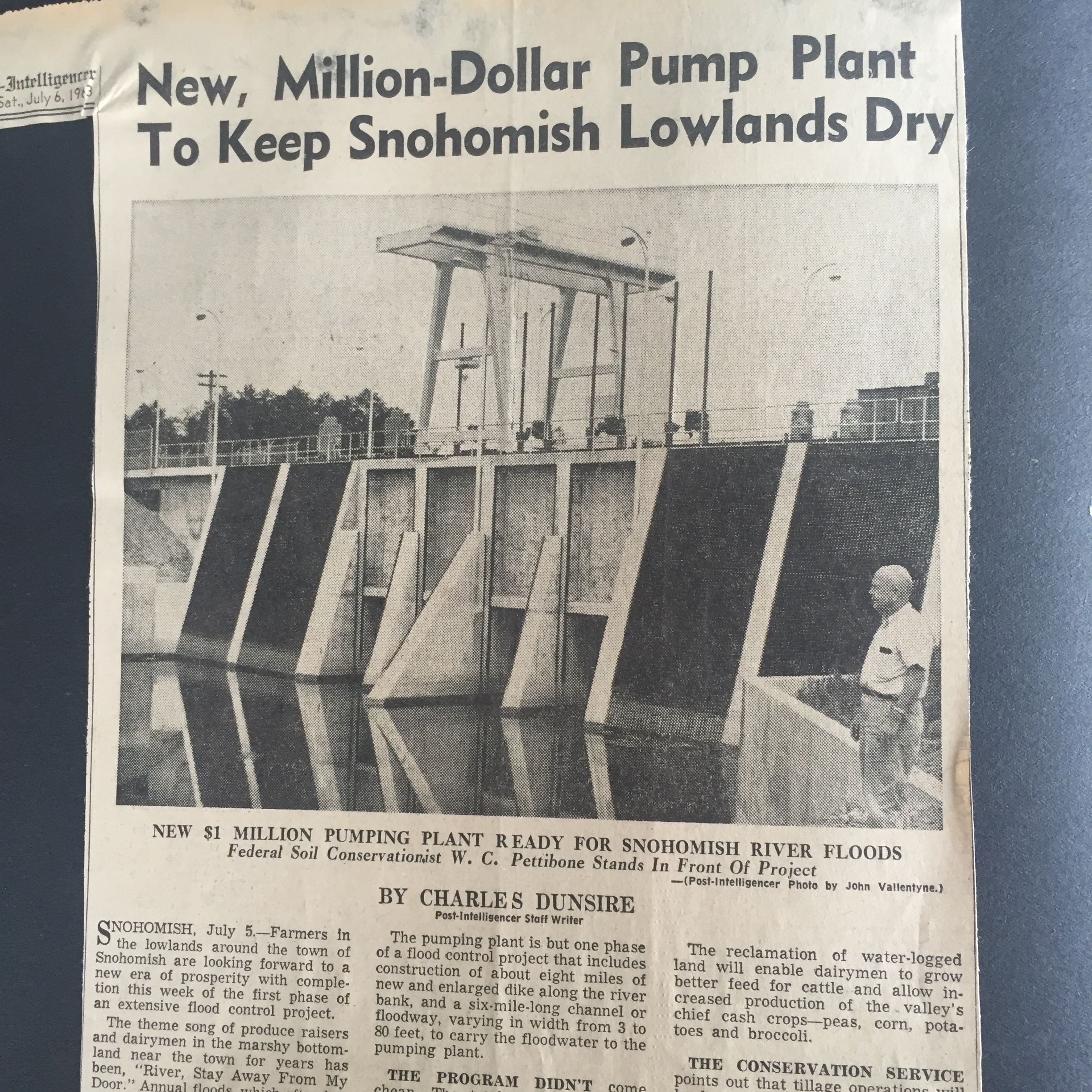 New, Million-Dollar Pump Plant to Keep Snohomish Lowlands Dry Newspaper Clipping