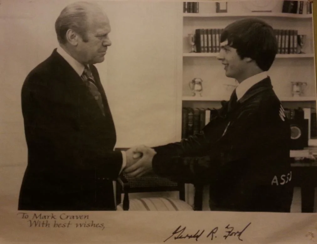 Mark Craven meeting President Gerald R. Ford during the FFA Leadership Conference in Washington DC. At the time, Mark was the Washington State President of FFA (Future Farmers of America). July 1976