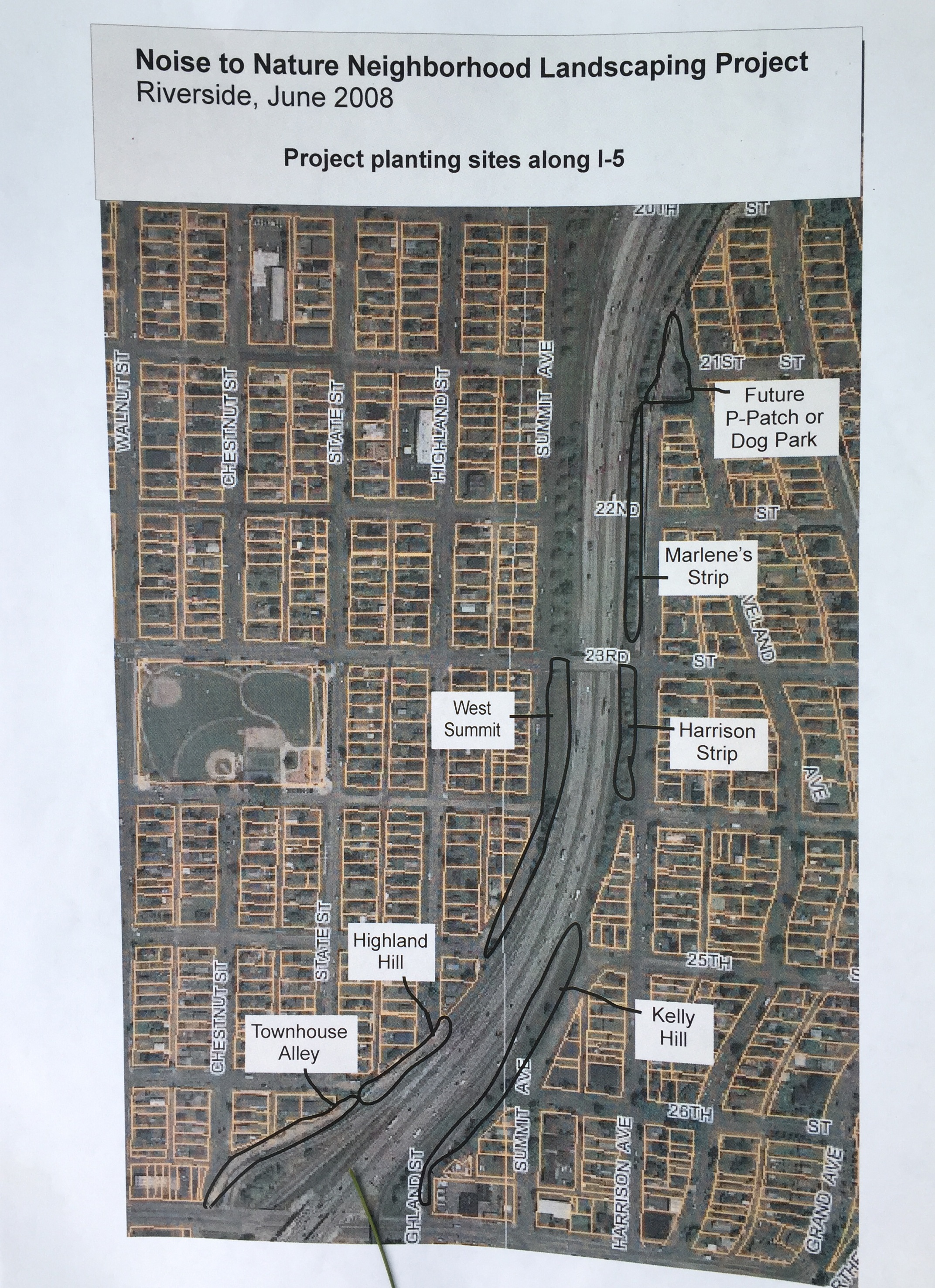 Plan of Site to be Planted along I-5.