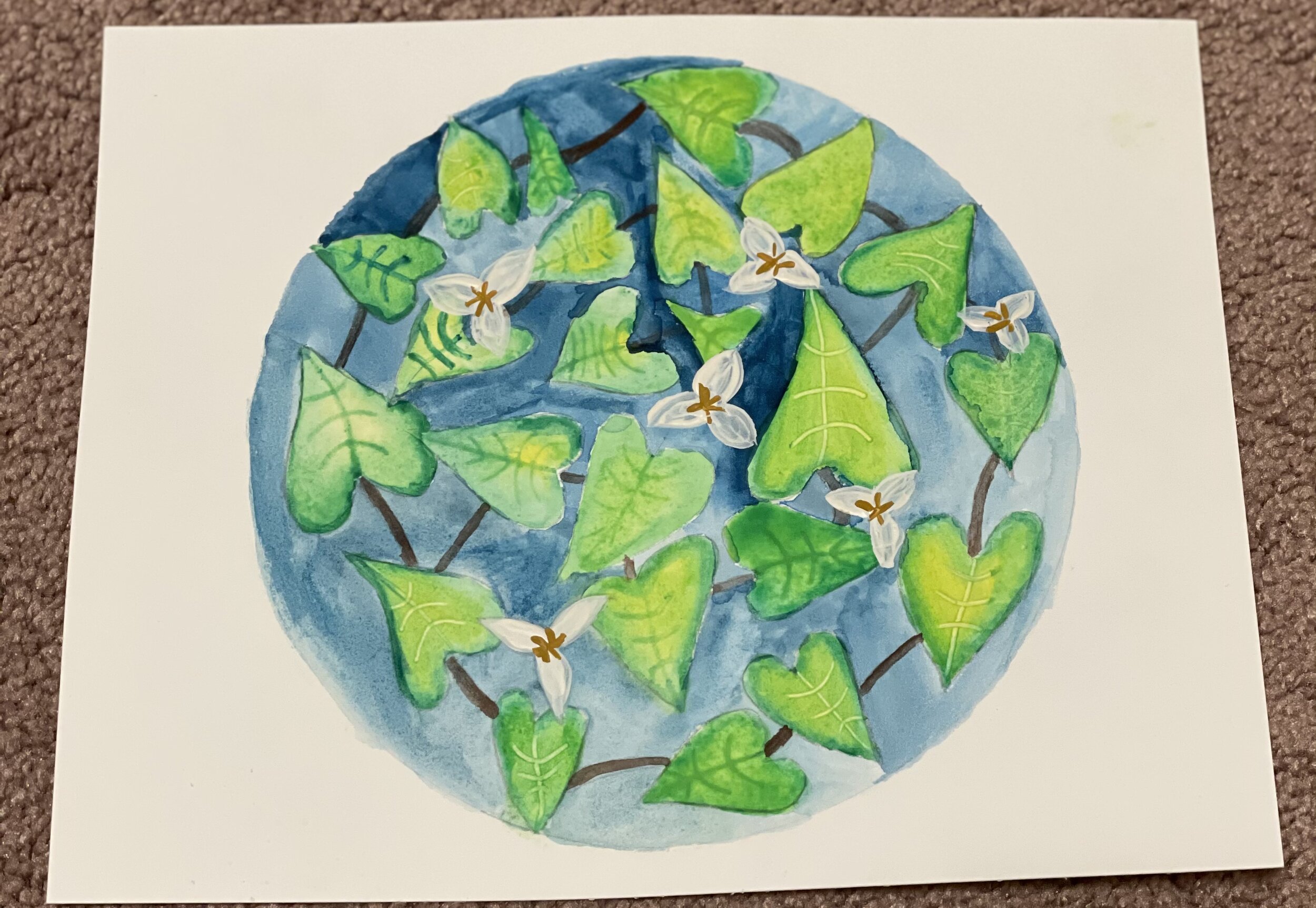 Show love to earth with Trillium Ovatum by Vaaruni Bhargava - 2nd Place and People's Choice - Grades 3-5