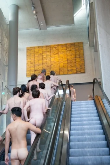 Stuart Ringholt leads his nude tour through the National Gallery of Australia. Photograph: Christo Crocker /National Gallery of Australia