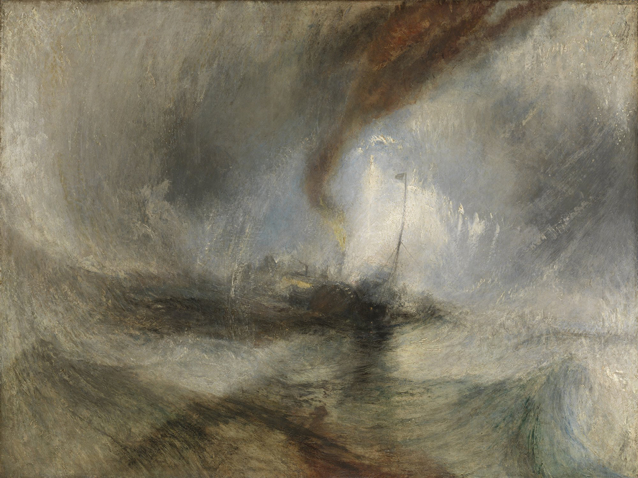 Joseph Mallord William Turner, “Snow Storm: Steam-Boat off a Harbour’s Mouth” (exhibited 1842), oil on canvas, (Tate: Accepted by the nation as part of the Turner Bequest 1856) (all images courtesy Getty Museum)