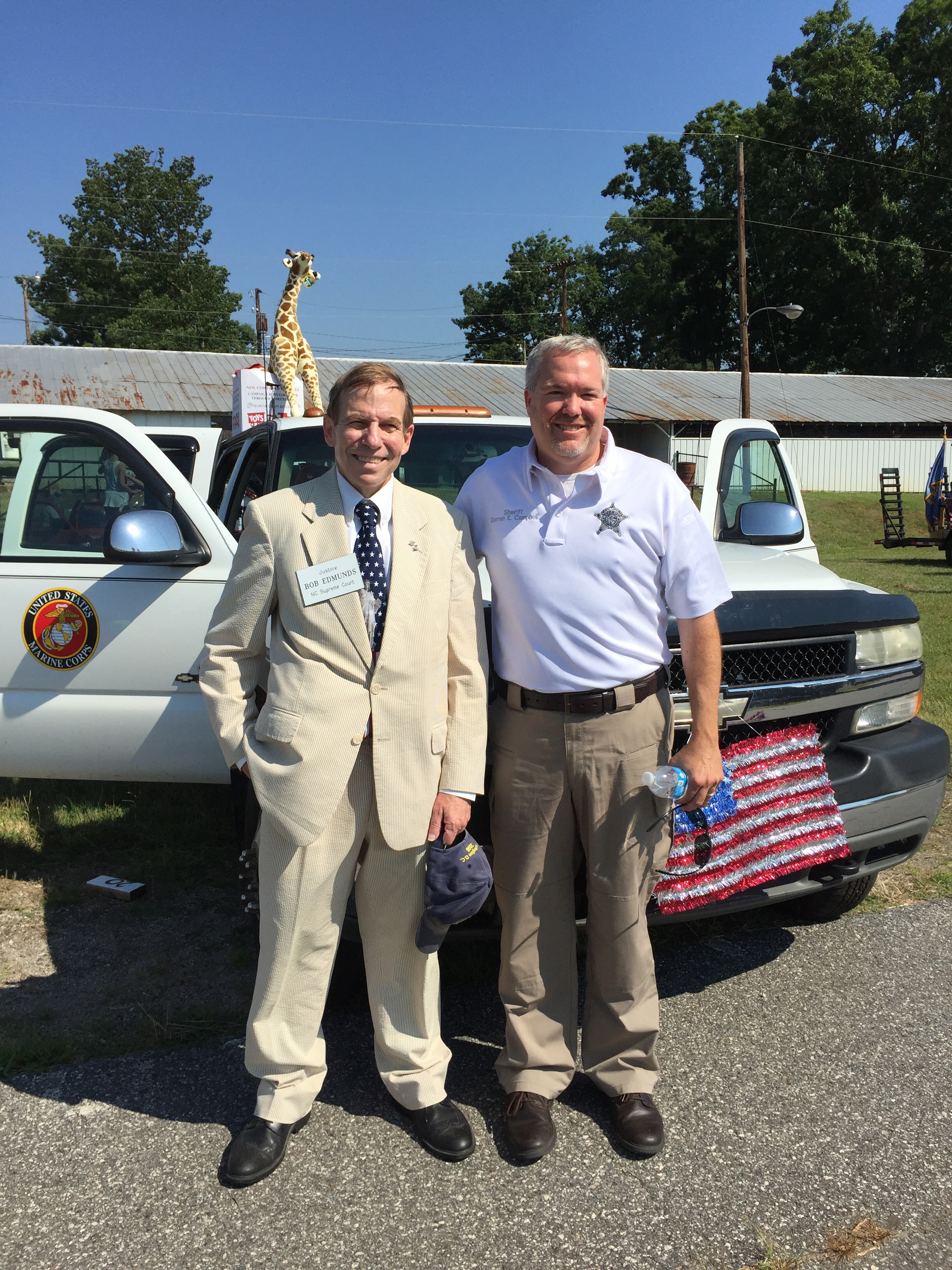 With Iredell County Sheriff Darren Campbell at Troutman parade, July 2, 2016.