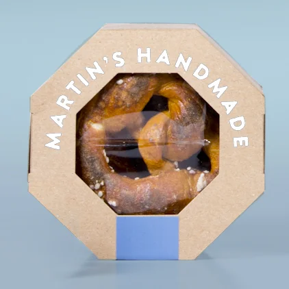 Martin's Handmade package and branding hits the stores - May 2016 Swerve is excited to see the roll out of the new branding and packaging created for Martin's Handmade Pretzels. First launched at the international food show in Chicago last year, the packages have been securing new orders and providing Martin's with a means to move from the marketplace to in-store retail. It has been a wonderful experience to bring about this transition and play a part in the continued success of such a delicious product.