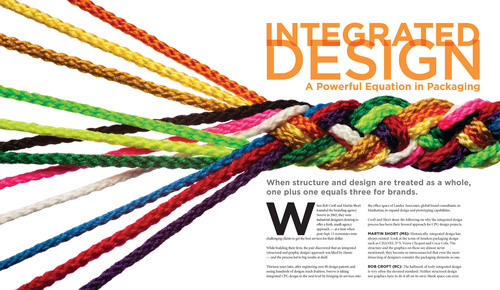 Integrated Design: A Powerful Equation in Packaging. Brand Packaging magazine article by Swerve. The article explores the advantages and pitfalls of holistic graphic and 3d packaging design and development, and includes a checklist of keys to successful integrated programs and critical components in bringing groundbreaking holistic designs to market.