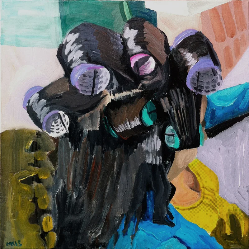 Untitled (Debbie, Brooklyn) (detail, click image for full size) Acrylic on cotton fabric 22 x 22 inches 2013
