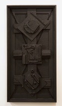Bryce Zackery, Landscape (they listen with closed ears) 2016 25 x 55 x 10 inches Polyurethane resin, wood, and Latex enamel paint