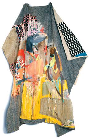 Alan Neider, "Blanket 2"; Moving Blanket, Paint; 80 x 48 x 3 inches; 2015. Part of Equity Gallery's 2016 Member's Invitational Show
