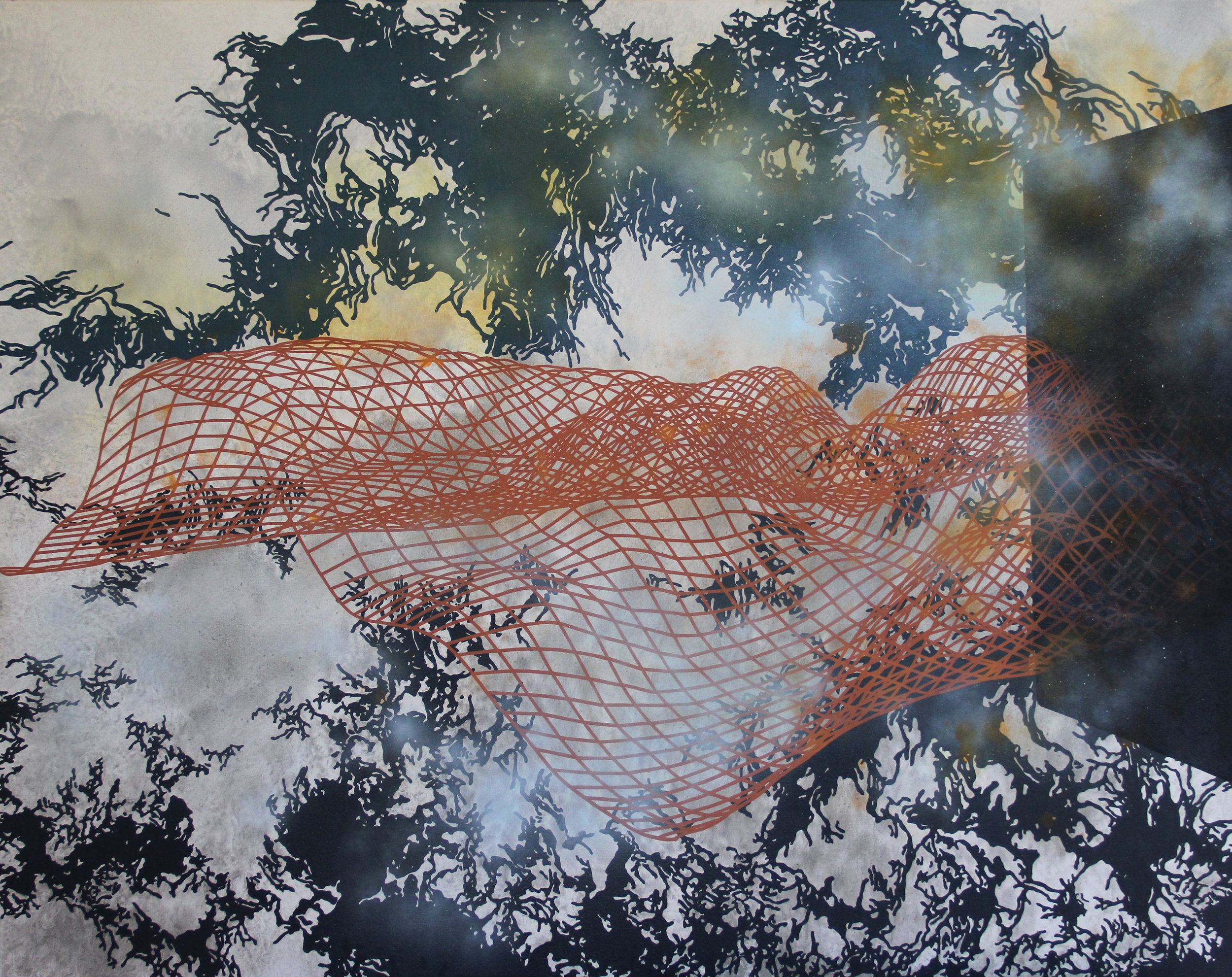 Polar Lights, 2013 - Oil, paint marker, enamel and spray paint on canvas, 48"x60"