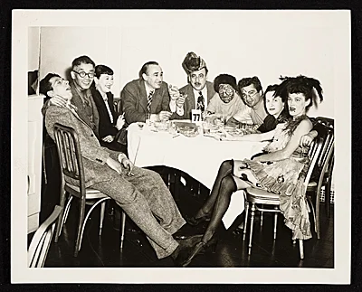 Seymour Lipton, Yasuo Kuniyoshi and others at the Artists Equity Ball, 1950 Dec. / unidentified photographer. Seymour Lipton papers, Archives of American Art, Smithsonian Institution.