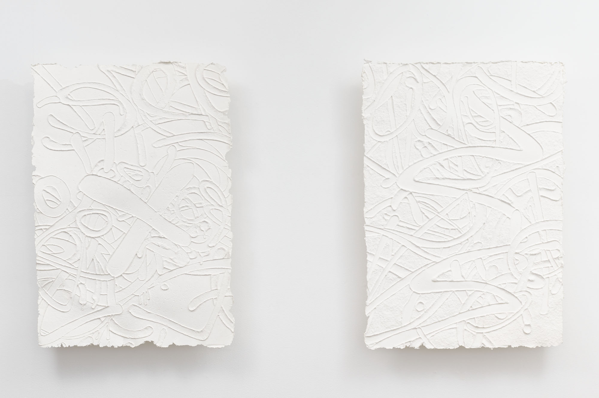 Steve Pauley's (Untitled) Bergen Street X-Out, 2014 (left,) and Mark out, 2014 (right)