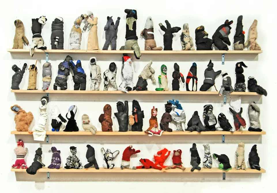Street Characters (2014-2018) , Fabric and mixed media, Each figure ranging from 3”-12” high