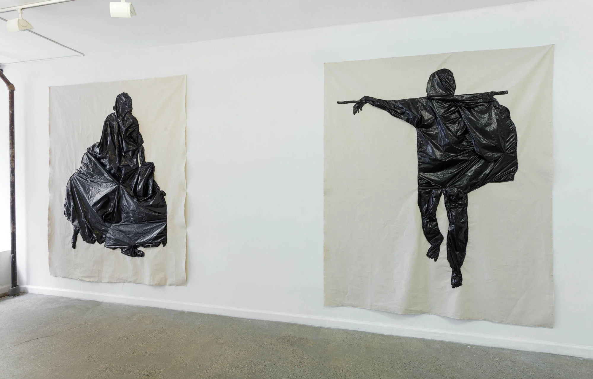 Fanny Allié's Woman-Lost Shoe, 2018 (left) and Man-Bare Feet, 2018 (right)