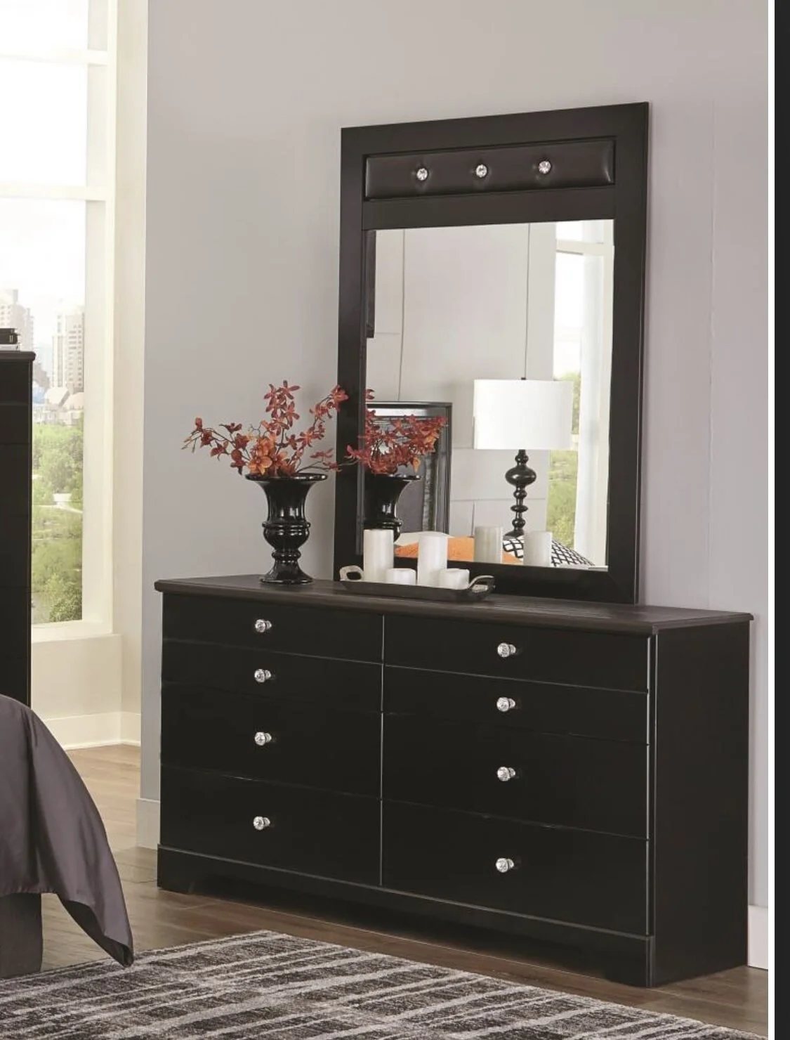 black dresser with mirror Deanna Black Dresser Mirror main image 1