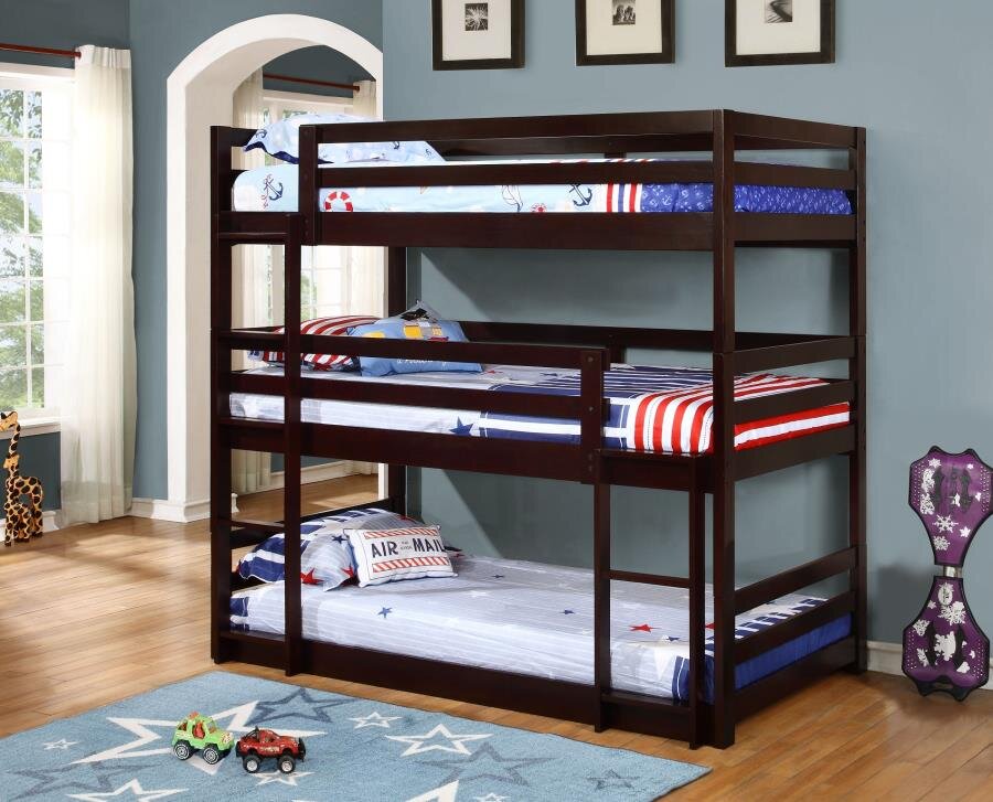 T/T/T TRIPLE BUNK BED, CAPPUCCINO