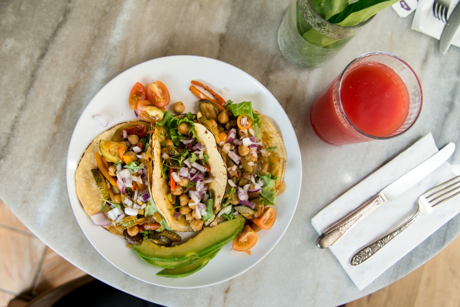 Brunch at the Dreamcatcher Hotel, tacos and fresh watermelon juice