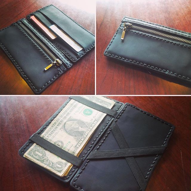 Hand stitched leather wallet, made by @thefirstfollower