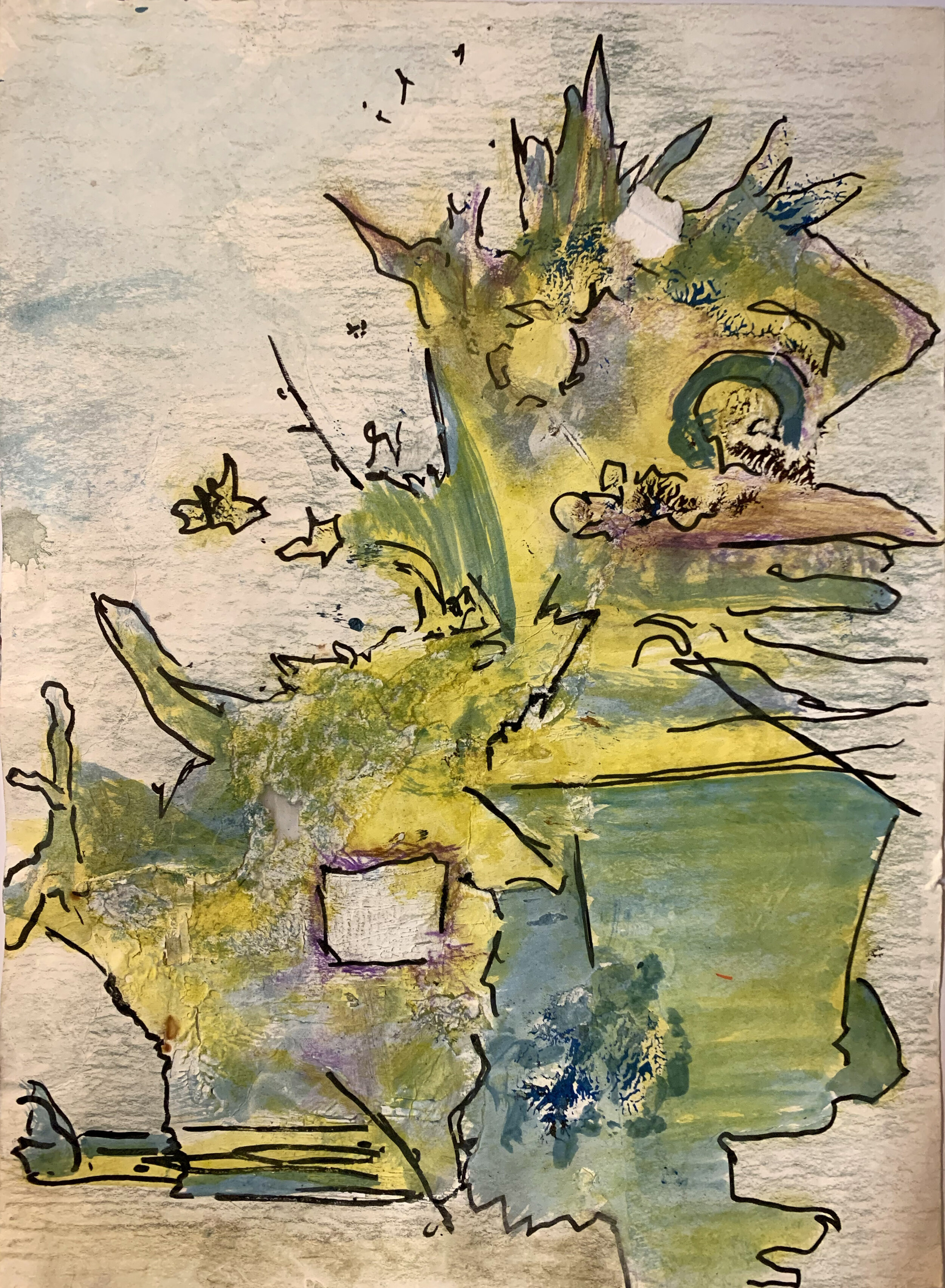 2015 acrylic, watercolor, ink, and pencil on primed paper 11 “ x 15 “