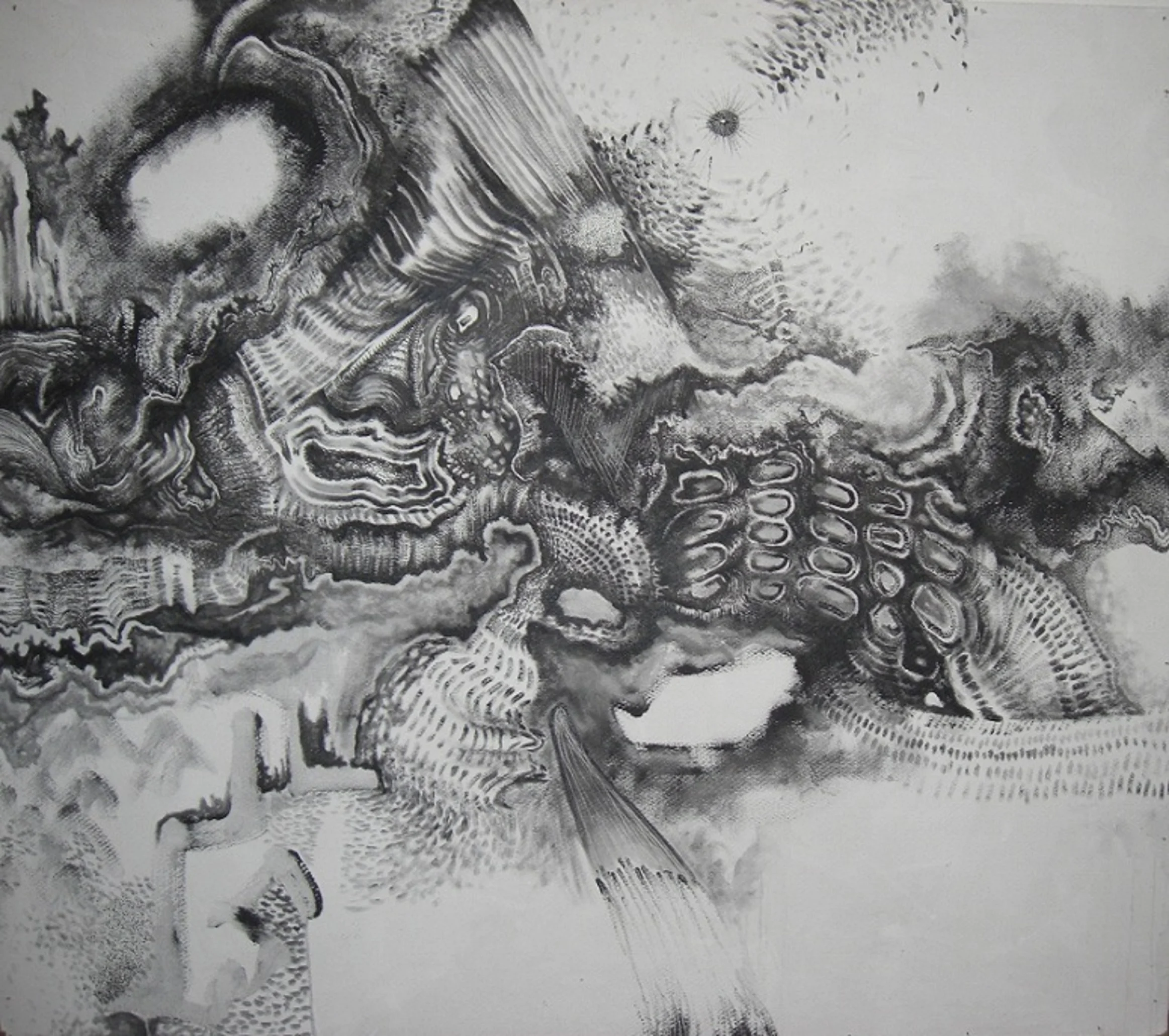 Untitled 2011, acrylic and ink on canvas, 36”x42”x2”
