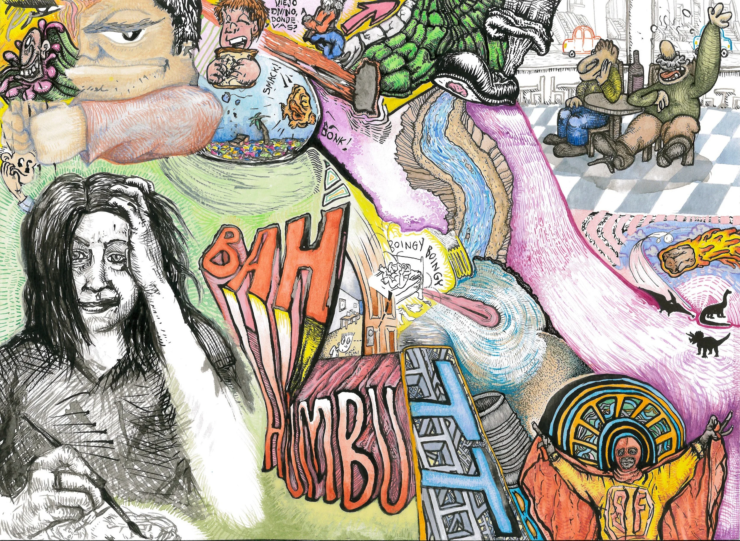 Bah Hum, 12” x 18”, watercolor and ink, 2014