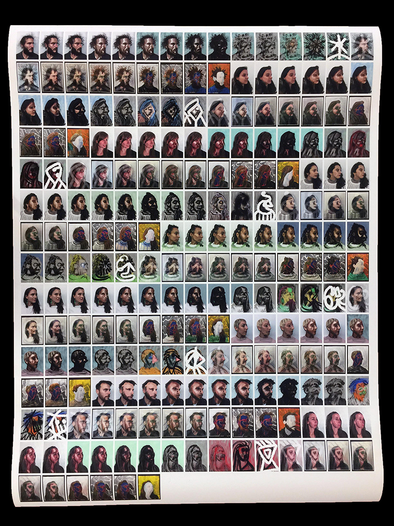 A poster of the stages (up to 25) for a presentation of the piece at the end of Professor Weintraub's working critique class. DIAP Semester 1.