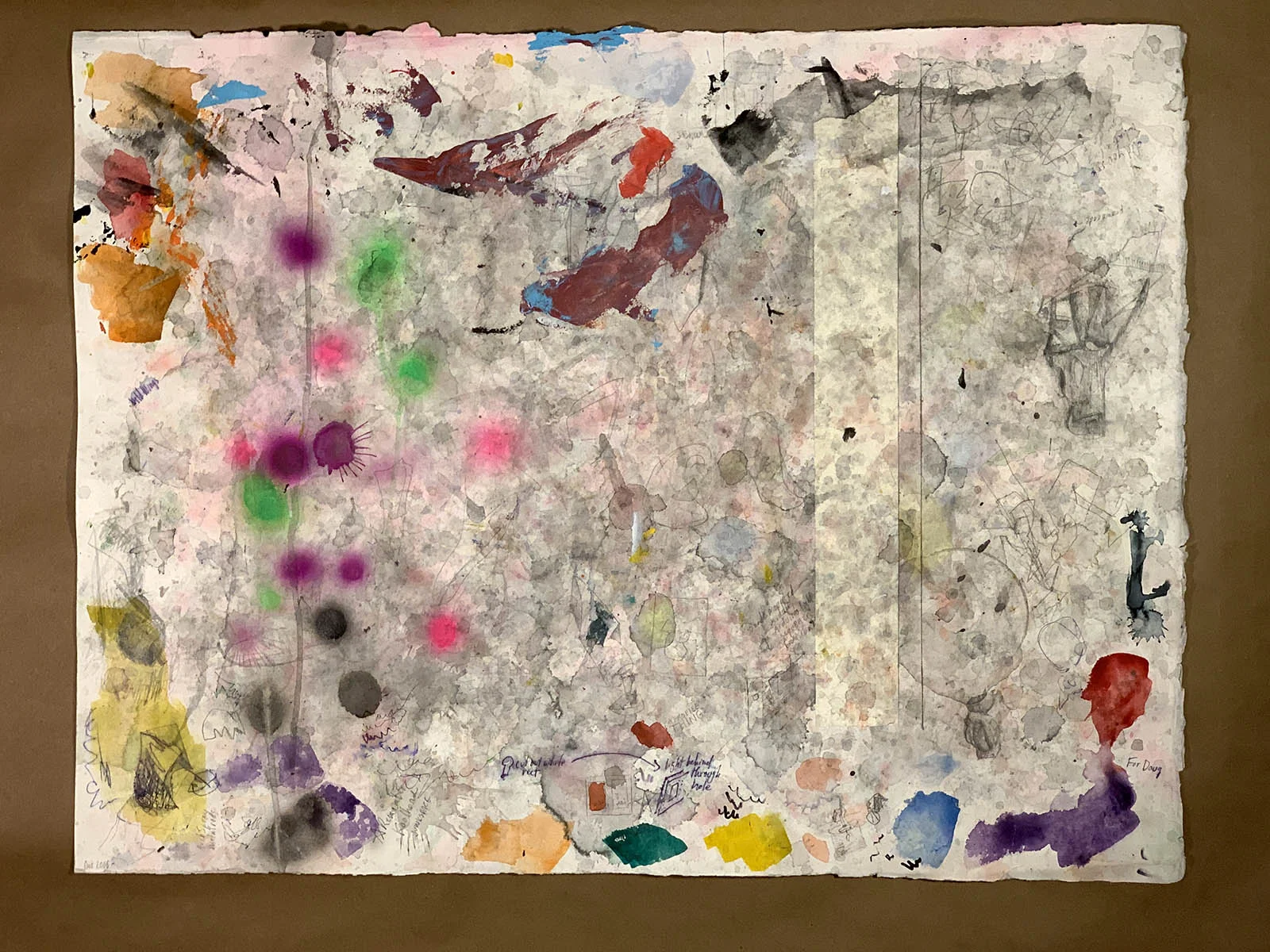 Untitled (Studio Remnant). 2018. Mixed Media on Paper. 17” x 24”.
