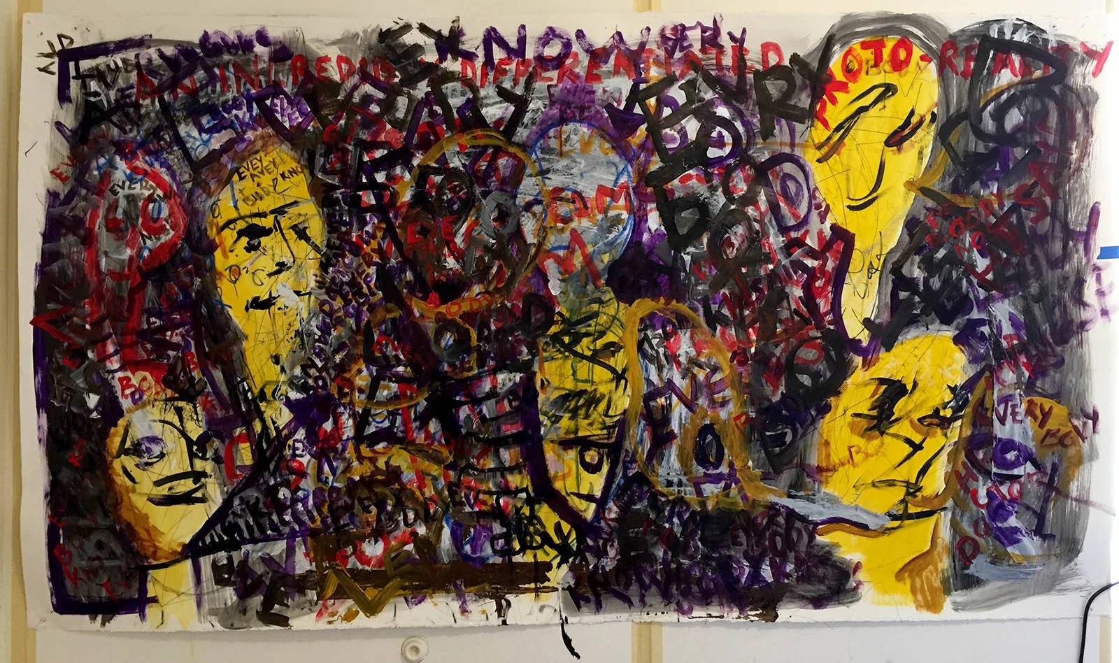 Gargoyles (for Thomas Bernhard). Acrylic and Watercolor on Paper. 4’ x 8’.