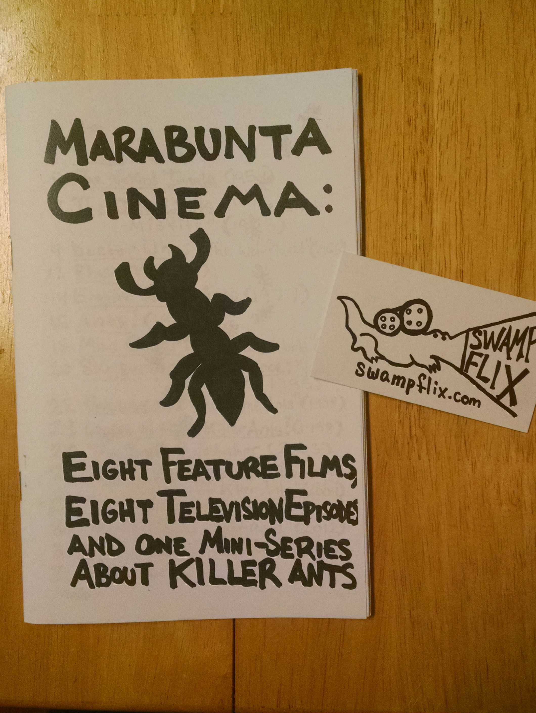 My table neighbor, SwampFlix . This issue is all about movies and episodes of TV shows where people fight ants. 