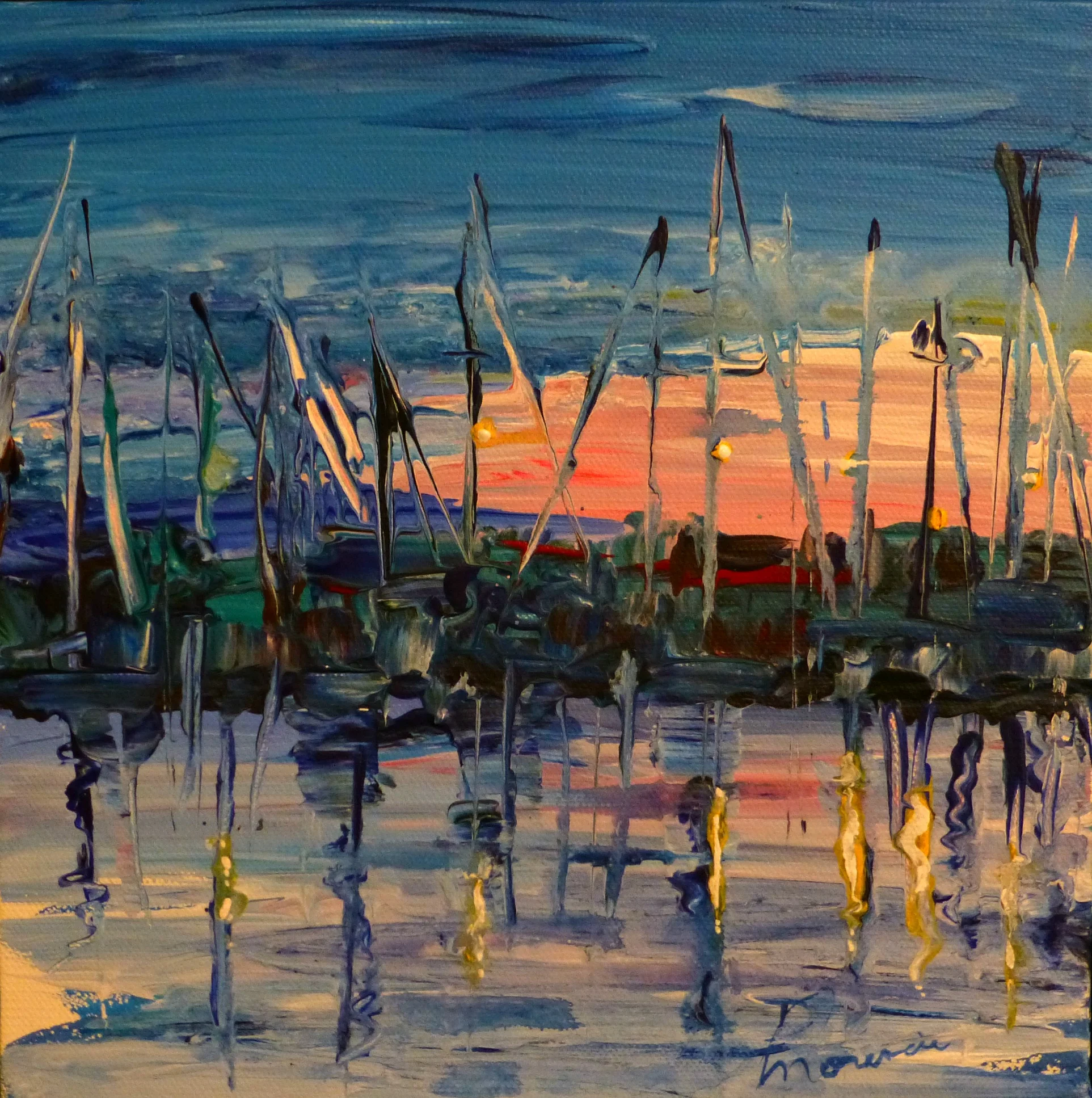(Available) "Docked" acyrlic on canvas 10"x10" 2016