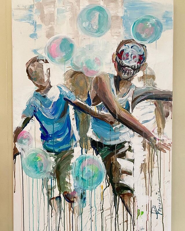 “Chasing Bubbles” 24x36 acrylic on canvas
One of my favorite paintings I’ve done. A few years ago I took a pic of these kiddos having fun at a summer festival in the French Quarter chasing these huge bubbles by a music stage. It was