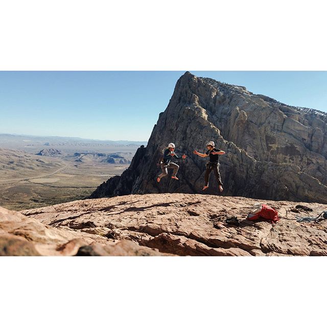 Rad week pretending I'm a climber with @timstagramsss and a guest appearance from @jalob ! Got a little skunked on weather in Red Rocks so we hopped down to J Tree, but got a clear day in Vegas to put up Solar Slab and put down an equally challenging