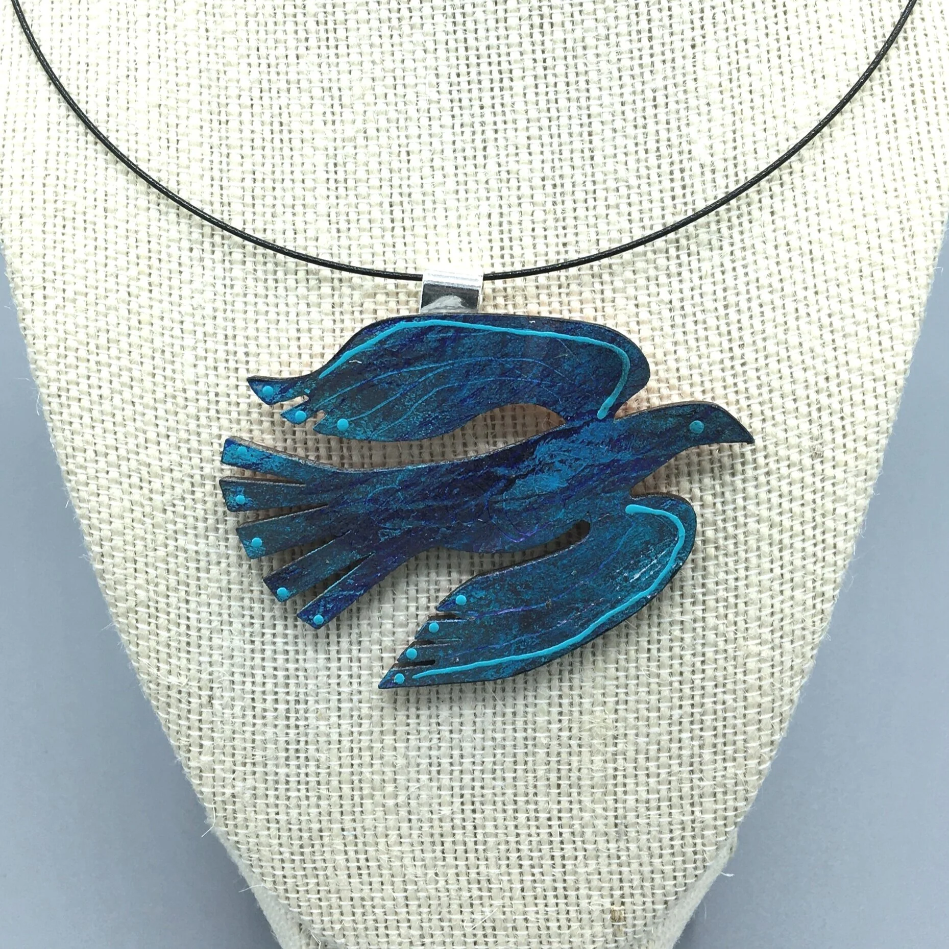 Dark Blue Bird Necklace, No. 005 