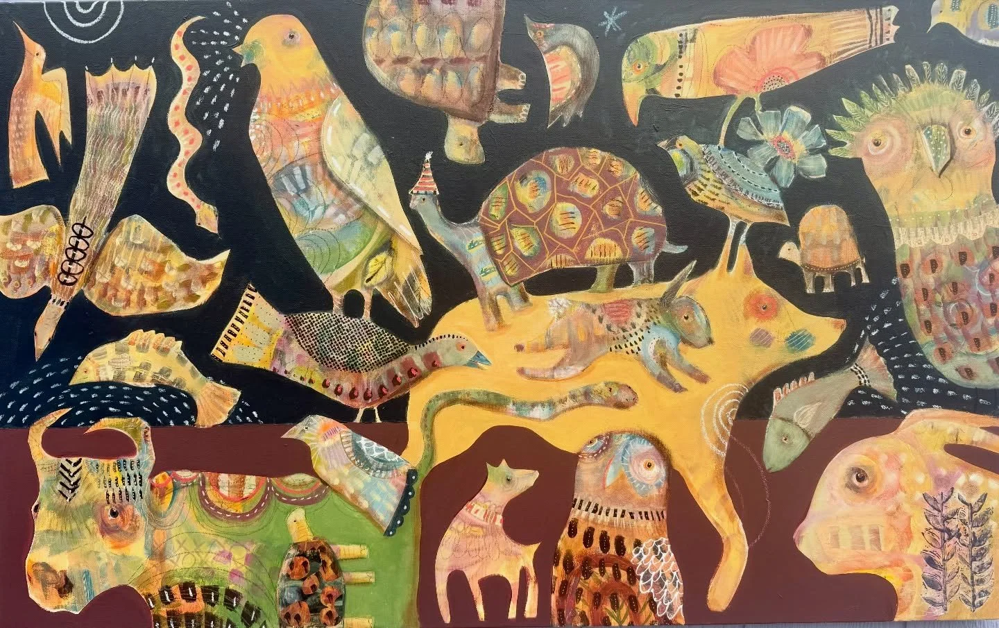 Companion Carnival
Mixed Media Collage Painting
30 x 48 in

Also coming next week to @grayskygallery; opening January 8th in downtown Seattle. 

#animalart #contemporaryfolk #galleryshow