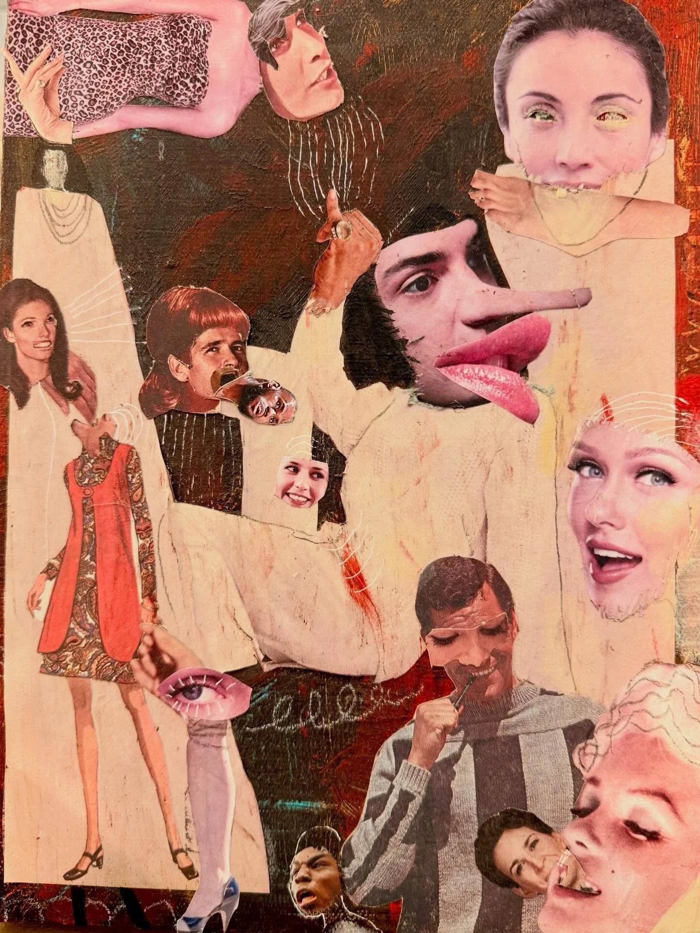 Holding onto That which Fades
Collage painting on 12x9&rdquo; stretched canvas

This was a collage my son did ten years ago on top of an old painting that I didn&rsquo;t know what to do with. All proceeds from the sale of this piece go to help pay fo