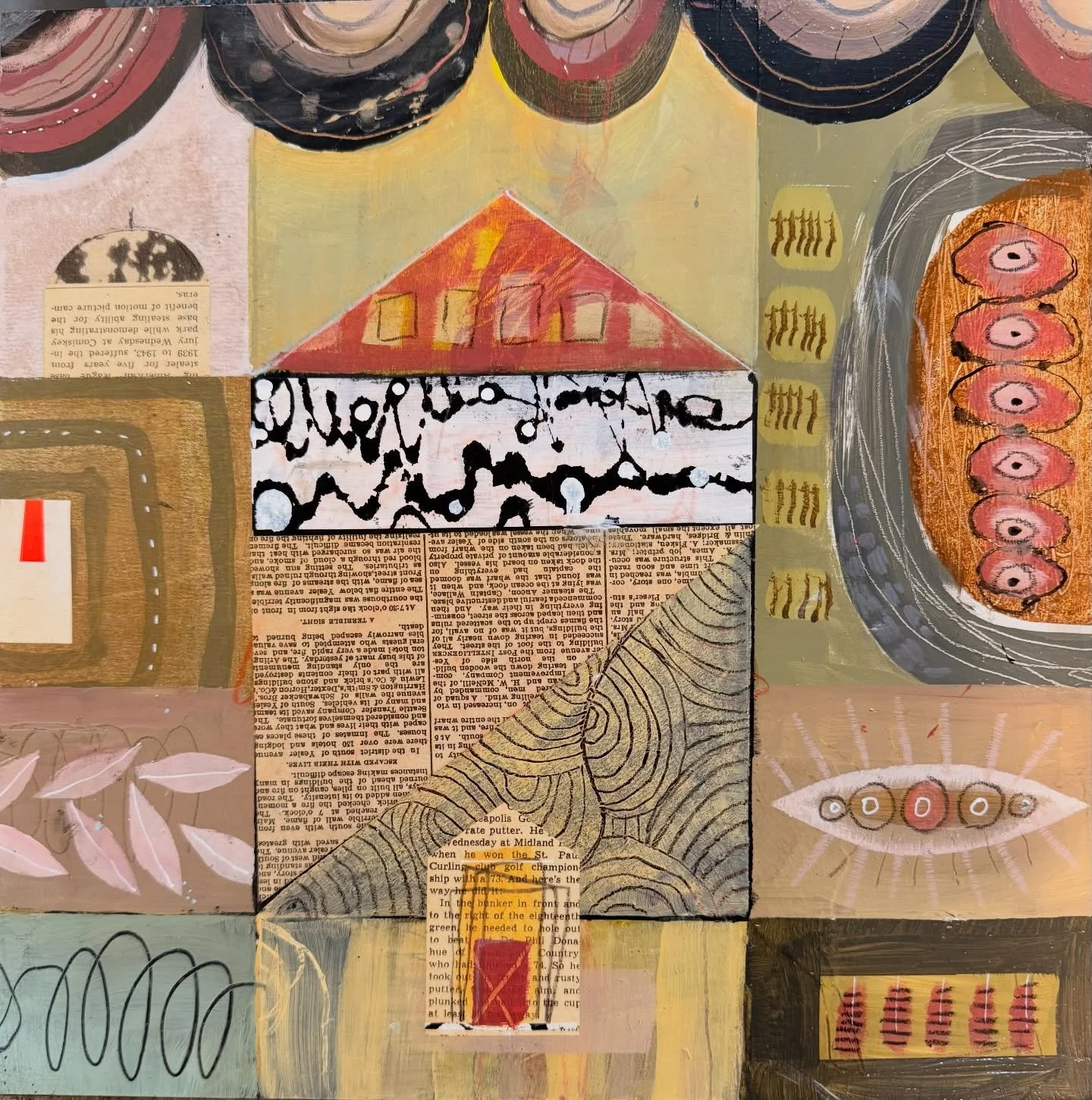 Home is Wherever I&rsquo;m with You
12x12 collage painting on board
On the cusp of a move, becoming nomadic until we find a place, home is being redefined. 

#originalart #uniqueart #seattleart #folkart #artforyourhome