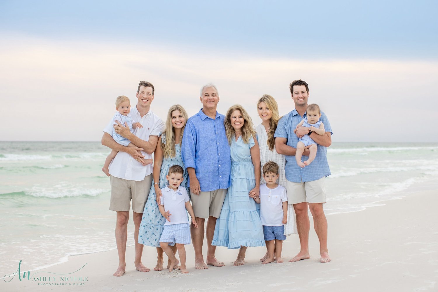 extended family gathering on 30a for family portraits