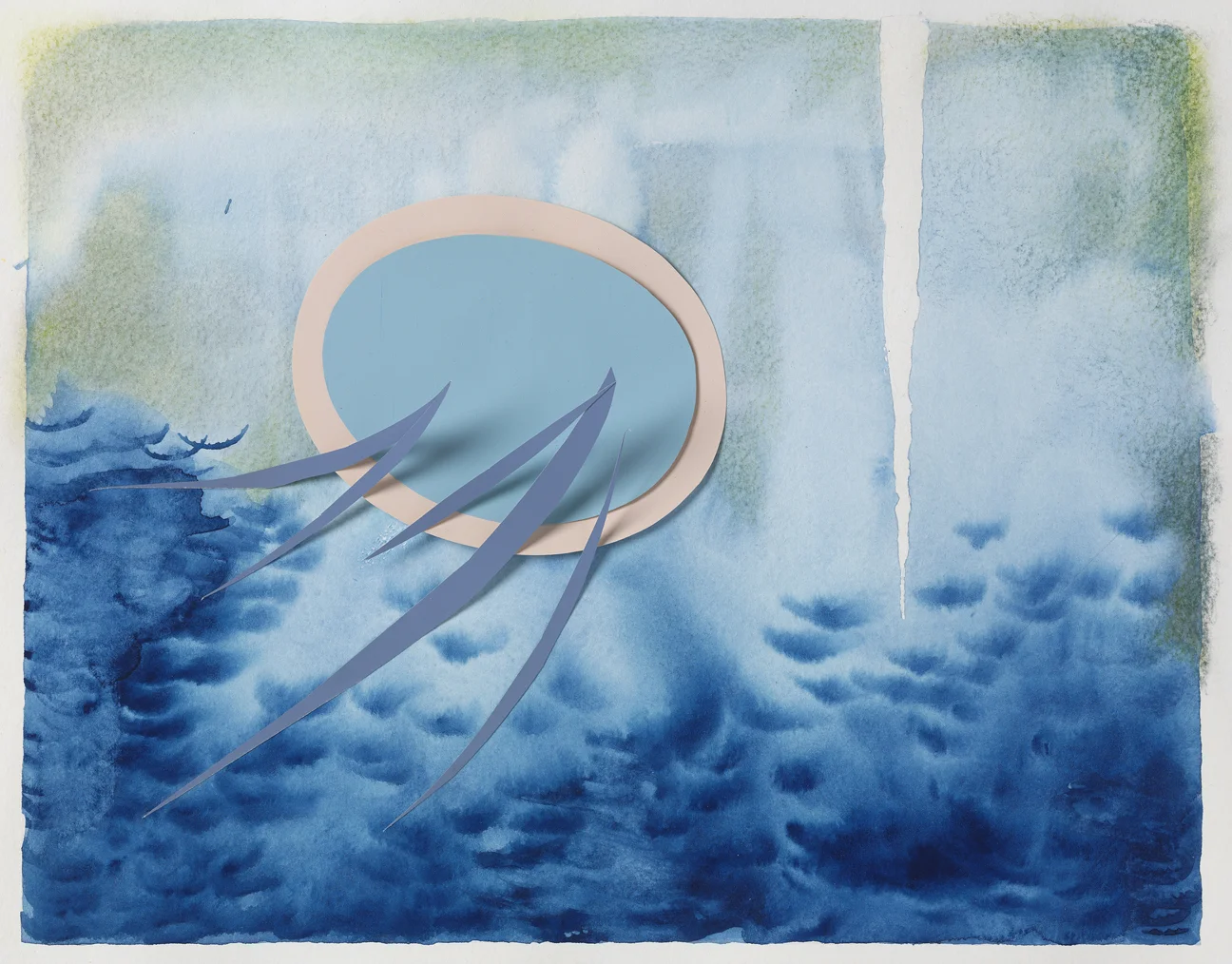   Blue Waves  gouache, colored pencil, collage on paper 9 x 11 in. 2014   