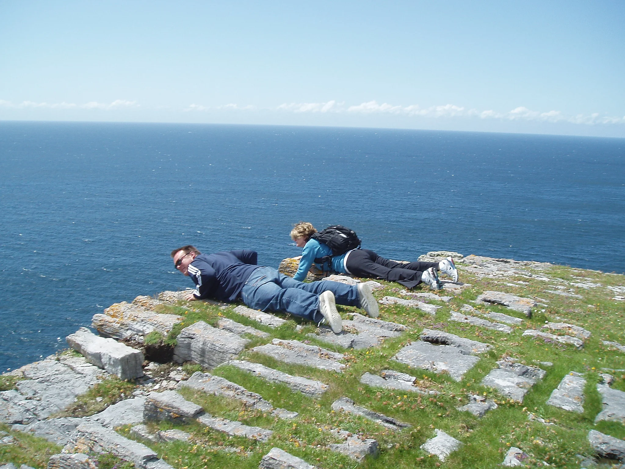 Looking over the edge at Dun Aengus Aran Islands Ireland