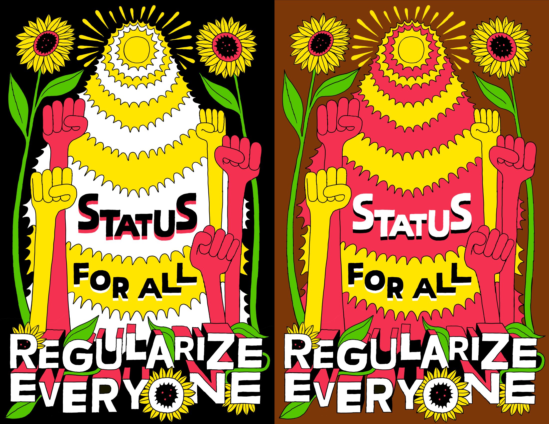 Migrant Rights Network - "Status For All/Regularize Everyone" placards