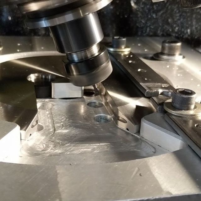 Had the Hermle's spindle at 20deg angle to get some clearance for the @harveytool undercut endmill.  Nothing special but this machine and control makes it too easy sometimes.  #hermle #cnc #bugrobotics