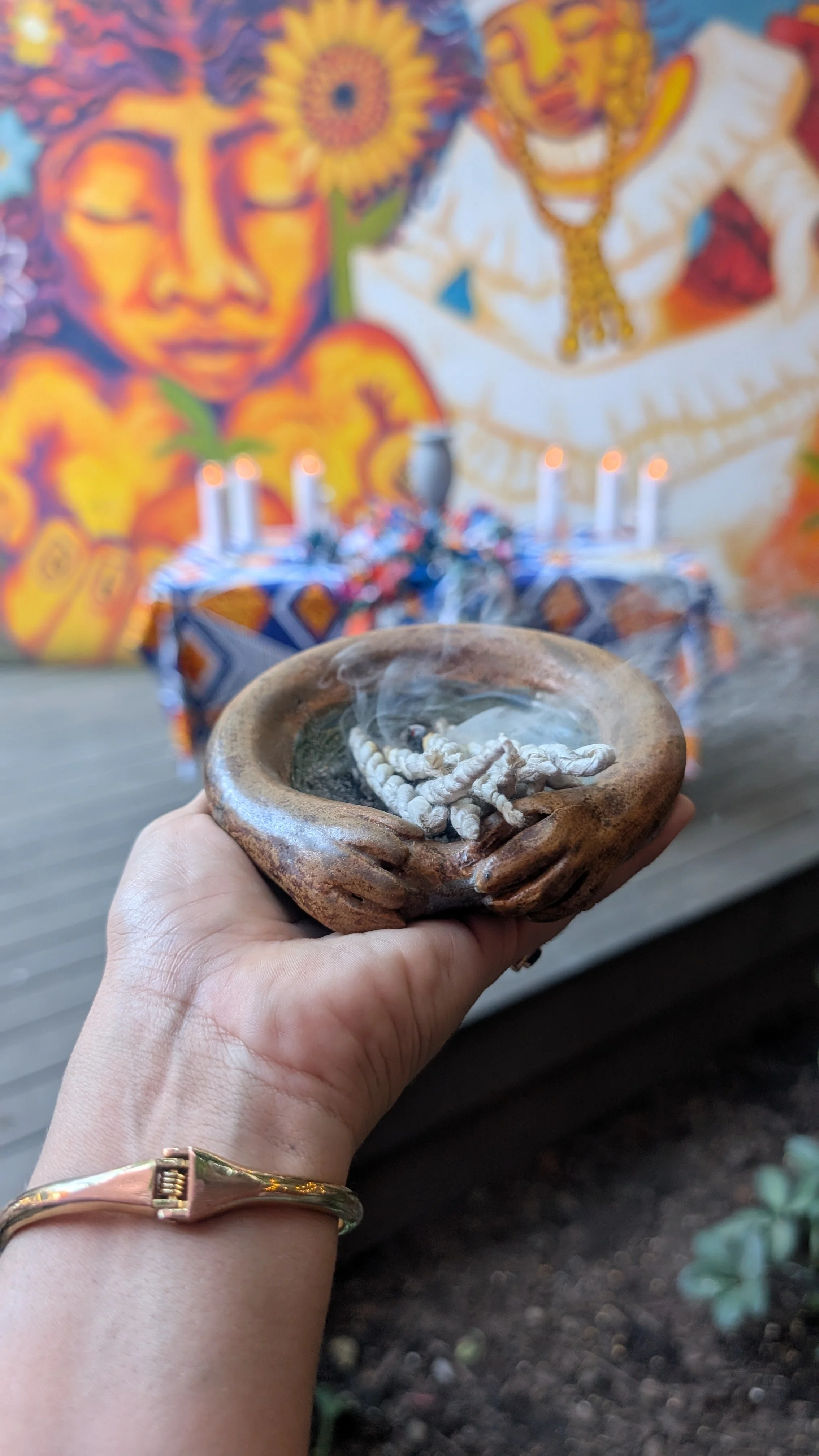 Altar and incense burning after workshop