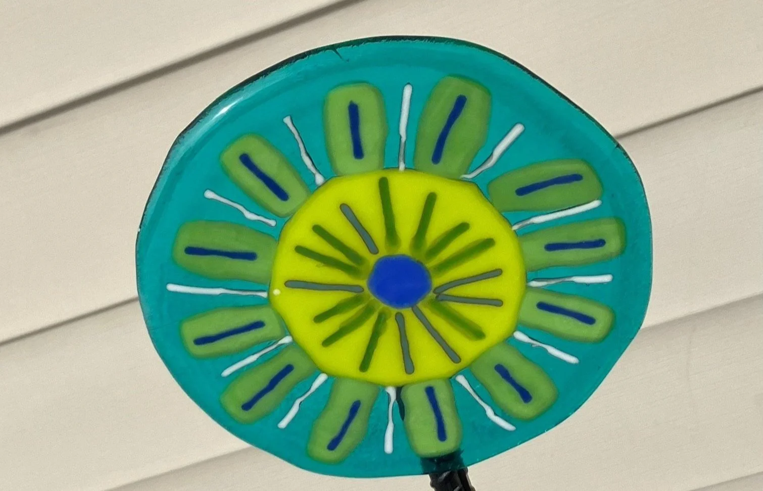 Mandala Fused Glass Garden Stake with Gerie Thelen